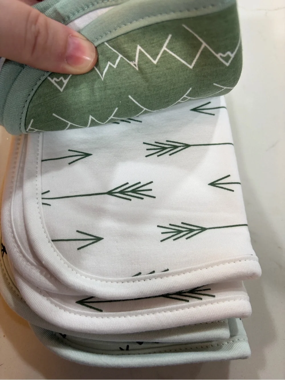 Copper Pearl Mint & Green Baby Burp Cloth Set - Bear Print